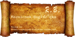 Reznicsek Boglárka névjegykártya